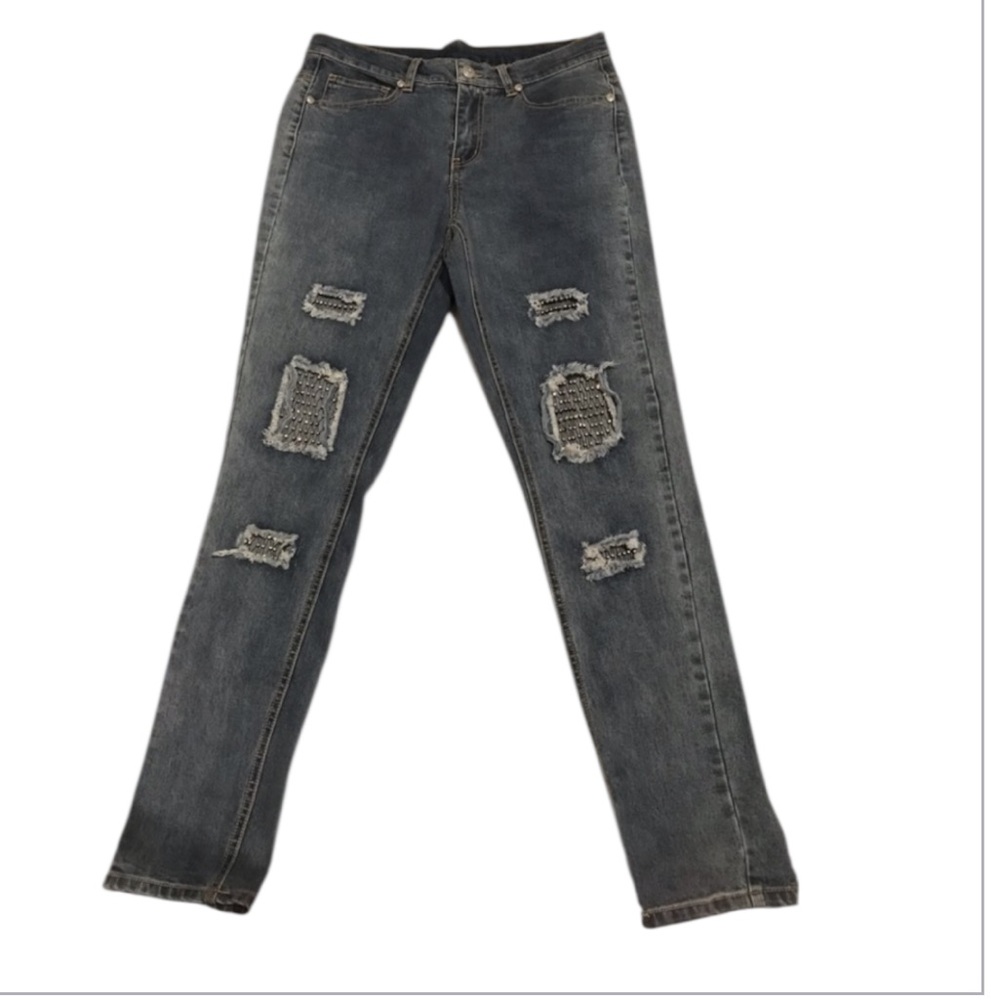Venus size 10 high rise jeans sexy embellished rhinestone slightly distressed